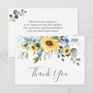 Tarjeta De Agradecimiento Girasoles Elegantes Eucalipto Verdor Acuarela