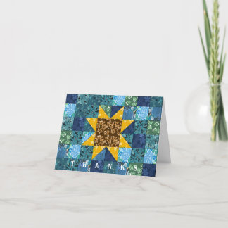 Tarjeta De Agradecimiento Girasoles en Blue Americana Patchwork Quilt