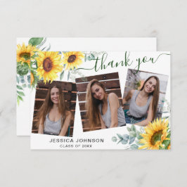 Tarjeta De Agradecimiento Girasoles Eucalipto Rústico 3 Graduación FOTOGRÁFI