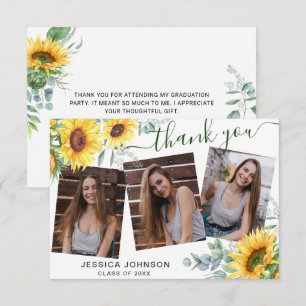 Tarjeta De Agradecimiento Girasoles Eucalipto Rústico 3 Graduación FOTOGRÁFI