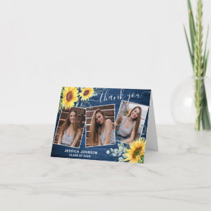 Tarjeta De Agradecimiento Girasoles Eucalipto Rústico 3 Graduación FOTOGRÁFI