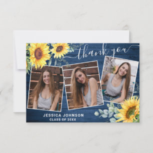 Tarjeta De Agradecimiento Girasoles Eucalipto Rústico 3 Graduación FOTOGRÁFI