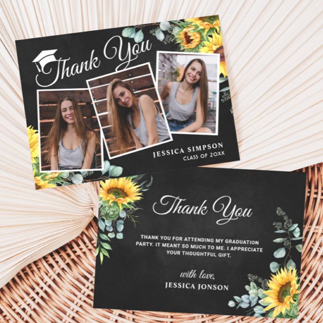 Tarjeta De Agradecimiento Girasoles Eucalipto Rústico 3 Graduación FOTOGRÁFI (Subido por el creador)