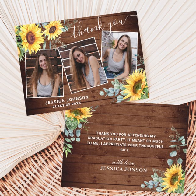 Tarjeta De Agradecimiento Girasoles Eucalipto Rústico 3 Graduación FOTOGRÁFI (Subido por el creador)