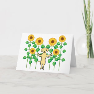 Tarjeta De Agradecimiento Girasoles Labrador Amarillo Gracias