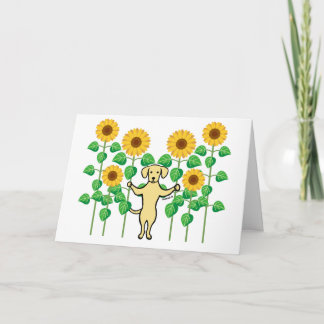 Tarjeta De Agradecimiento Girasoles Labrador Amarillo Gracias