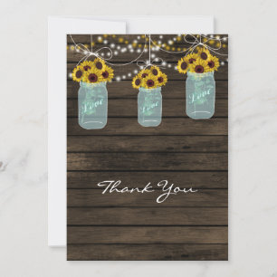 Tarjeta De Agradecimiento girasoles mason jar ducha de novia gracias a las t