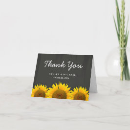 Tarjeta De Agradecimiento Girasoles Rústicos Pizarra en Blanco y Negro Agrad