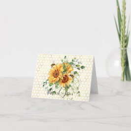 Tarjeta De Agradecimiento Girasoles y abejas 
