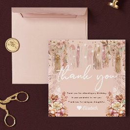 Tarjeta De Agradecimiento Girl Slumber Party Bohemian Thank you Card