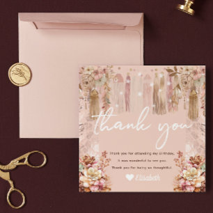 Tarjeta De Agradecimiento Girl Slumber Party Bohemian Thank you Card