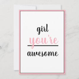 Tarjeta De Agradecimiento Girl You're Awesome Kind Gesture Girly Modern