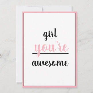 Tarjeta De Agradecimiento Girl You're Awesome Kind Gesture Girly Modern