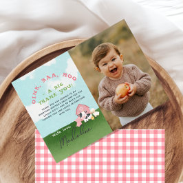 Tarjeta De Agradecimiento Girls Pink Farm Barnyard Birthday Photo