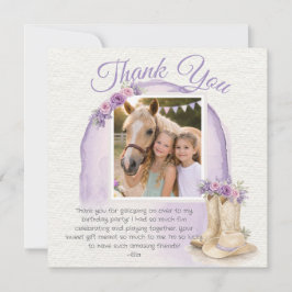 Tarjeta De Agradecimiento Girls Pony Cowgirl Birthday Photo Thank You Card