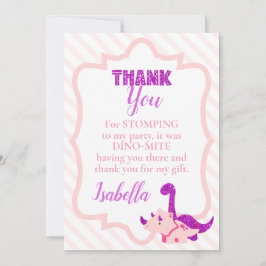 Tarjeta De Agradecimiento Girly Dinosaur Pink Birday