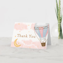 Tarjeta De Agradecimiento Girly Hot Air Balloon Moon Star Baby Shower