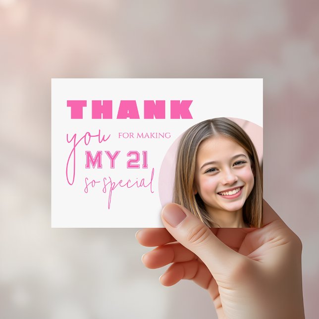 Tarjeta De Agradecimiento Girly Hot Pink Bold Typography Birday Party (Subido por el creador)