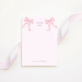 Tarjeta De Agradecimiento Girly Pink Bows Elegant Bridal Shower