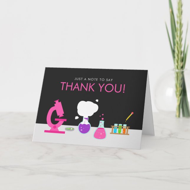 Tarjeta De Agradecimiento Girly Science Gracias (Anverso)