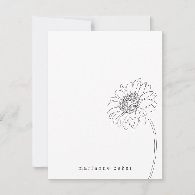 Tarjeta De Agradecimiento Giro personalizado de la línea Gerbera Daisy Notec (Anverso)