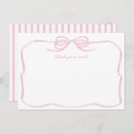 Tarjeta De Agradecimiento Girona Watercolor Bow Rosa Ducha Británica
