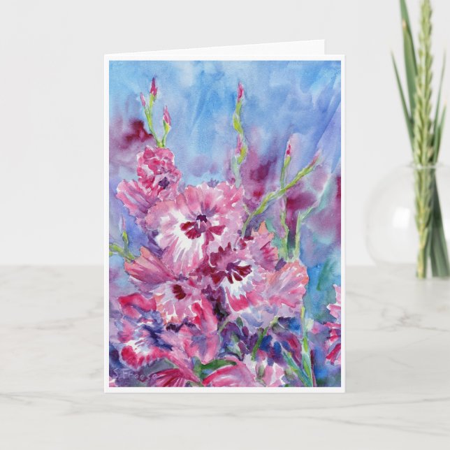 Tarjeta De Agradecimiento "Gladioli rosado" Blank Notecard (Anverso)