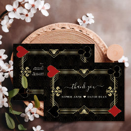 Tarjeta De Agradecimiento Glam Art Deco Casino Las Vegas Poker Boda