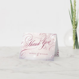 Tarjeta De Agradecimiento Glam burdeos caligrafía vintage gracias