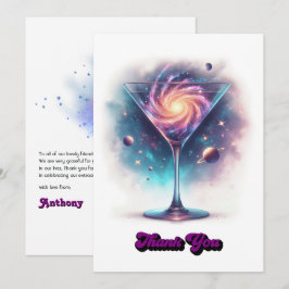 Tarjeta De Agradecimiento Glam Chic Retro Martini Galaxy Glass Design