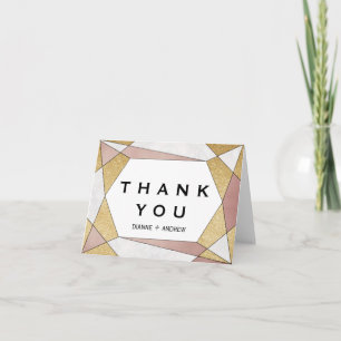 Tarjeta De Agradecimiento Glam Geométrico Diamante Gracias