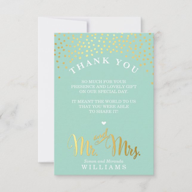 Tarjeta De Agradecimiento GLAM GRACIAS A USTED Cañón de confeti de oro rústi (Anverso)