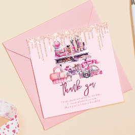 Tarjeta De Agradecimiento Glam Makeup Chica Cumpleaños