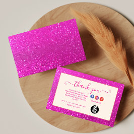 Tarjeta De Agradecimiento Glam Pink Destello Branding Minimalista