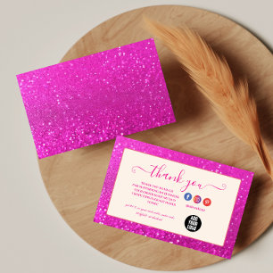 Tarjeta De Agradecimiento Glam Pink Destello Branding Minimalista