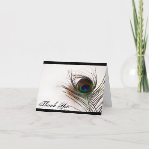 Tarjeta De Agradecimiento Glamour de Pluma de Pavo Real Gracias