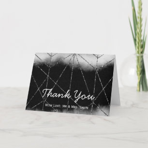 Tarjeta De Agradecimiento Glitter Dorado Confeti Brillos Negro Gracias