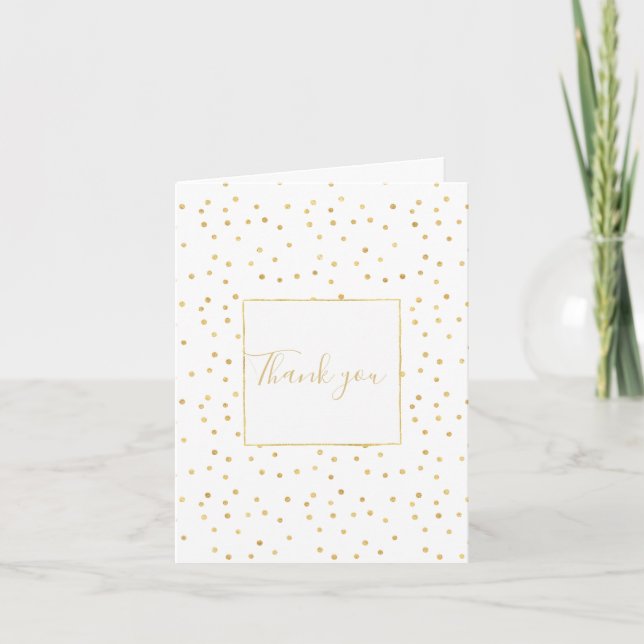 Tarjeta De Agradecimiento Glitzy Gold Confetti (Anverso)