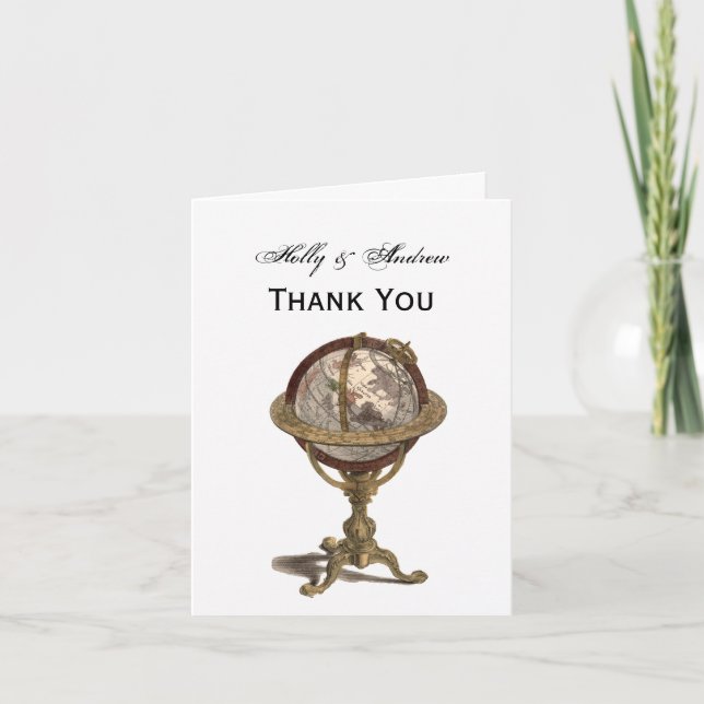 Tarjeta De Agradecimiento Globe Antiguo, White Gracias (Anverso)