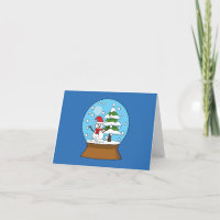 Globe de nieve con muñeco de nieve y árbol de pino