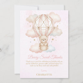 Tarjeta De Agradecimiento Globo aerostático Beary Sweet para el 1er cumpleañ