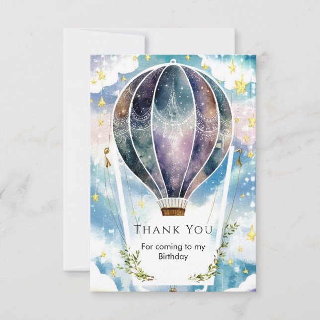 Tarjeta De Agradecimiento Globo aerostático de cumpleaños pastel divertido (Anverso)
