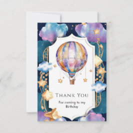 Tarjeta De Agradecimiento Globo aerostático mágico de cumpleaños para niños