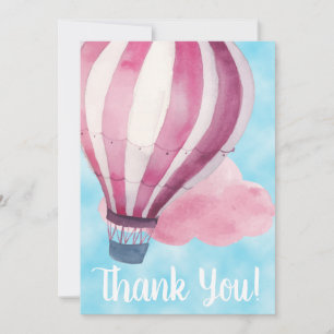 Tarjeta De Agradecimiento Globo aerostático rojo blanco caliente en cielo az