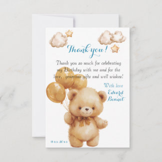 Tarjeta De Agradecimiento Globo beige de osito de peluche