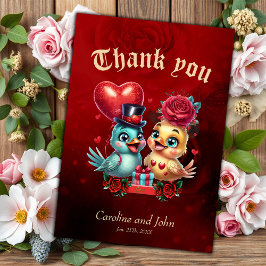 Tarjeta De Agradecimiento Globo cardíaco y magia Rosa: un romance de plumas,