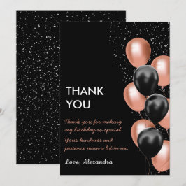 Tarjeta De Agradecimiento Globo Chic de Oro Rosa