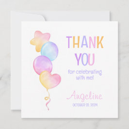 Tarjeta De Agradecimiento Globo Colorido Divertido Cumpleaños Infantil Agrad