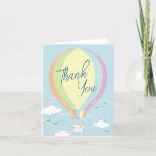 Tarjeta De Agradecimiento Globo de aire caliente Baby Shower Rainbow Gracias