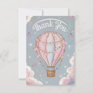 Tarjeta De Agradecimiento Globo de aire caliente celeste encantado